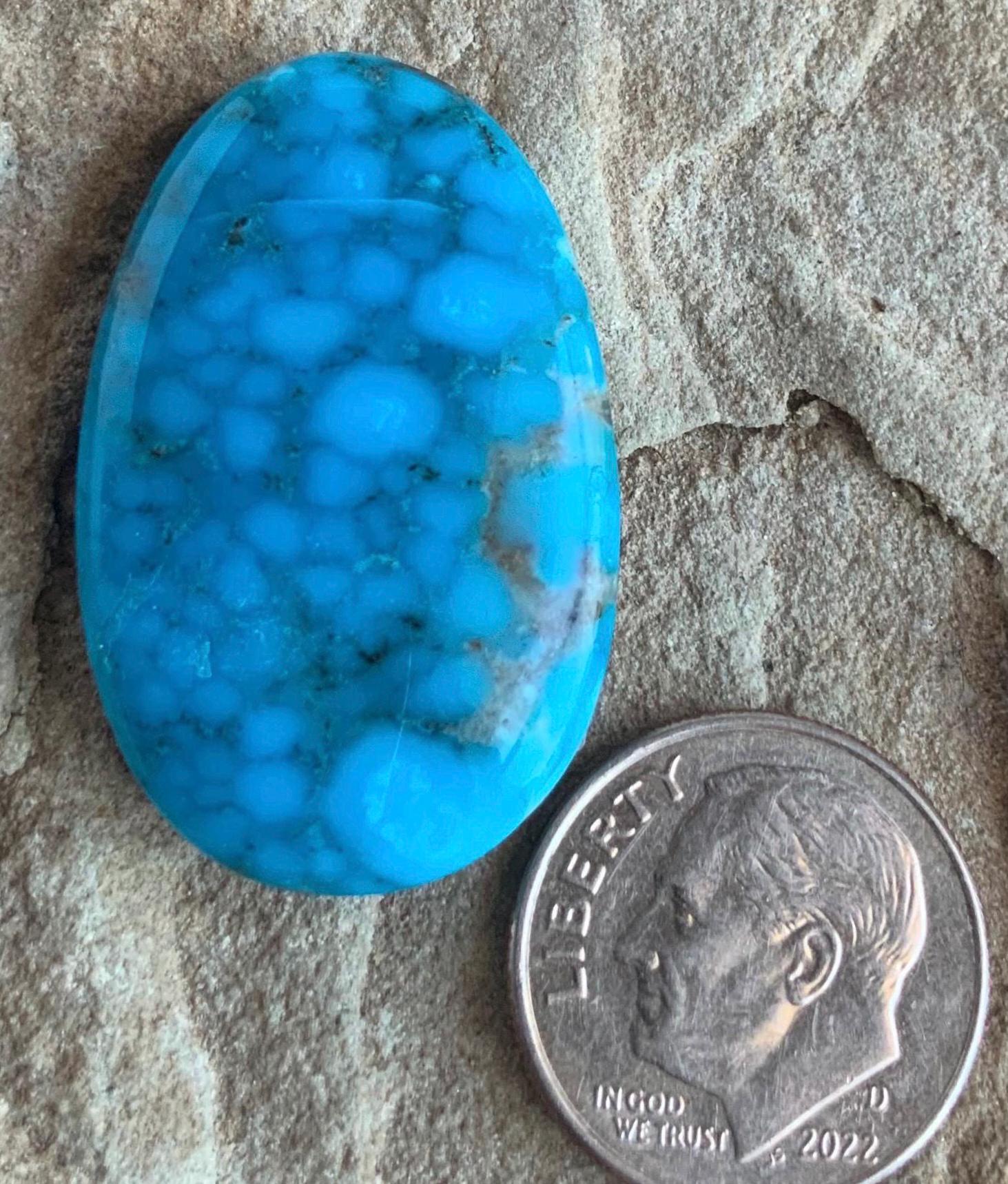 Beautiful Blue Large Kingman Turquoise Oval Cabochon  #K174