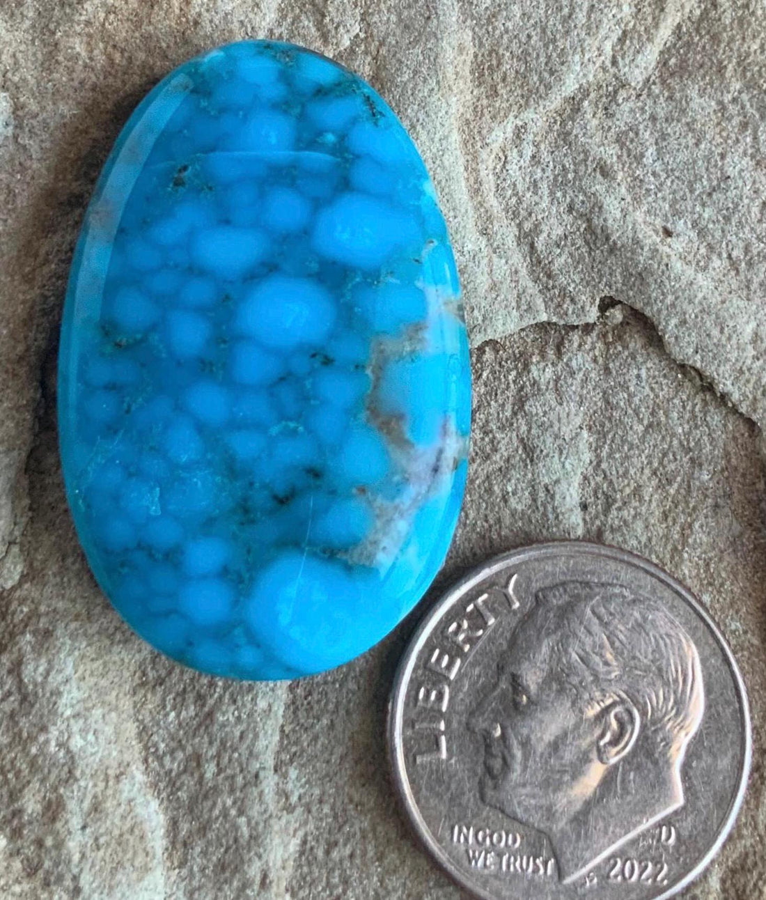 Beautiful Blue Large Kingman Turquoise Oval Cabochon  #K174
