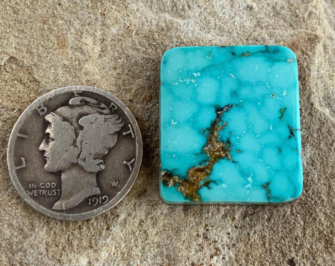 Beautiful Natural Turquoise Mountain Turquoise Rectangular Cabochon