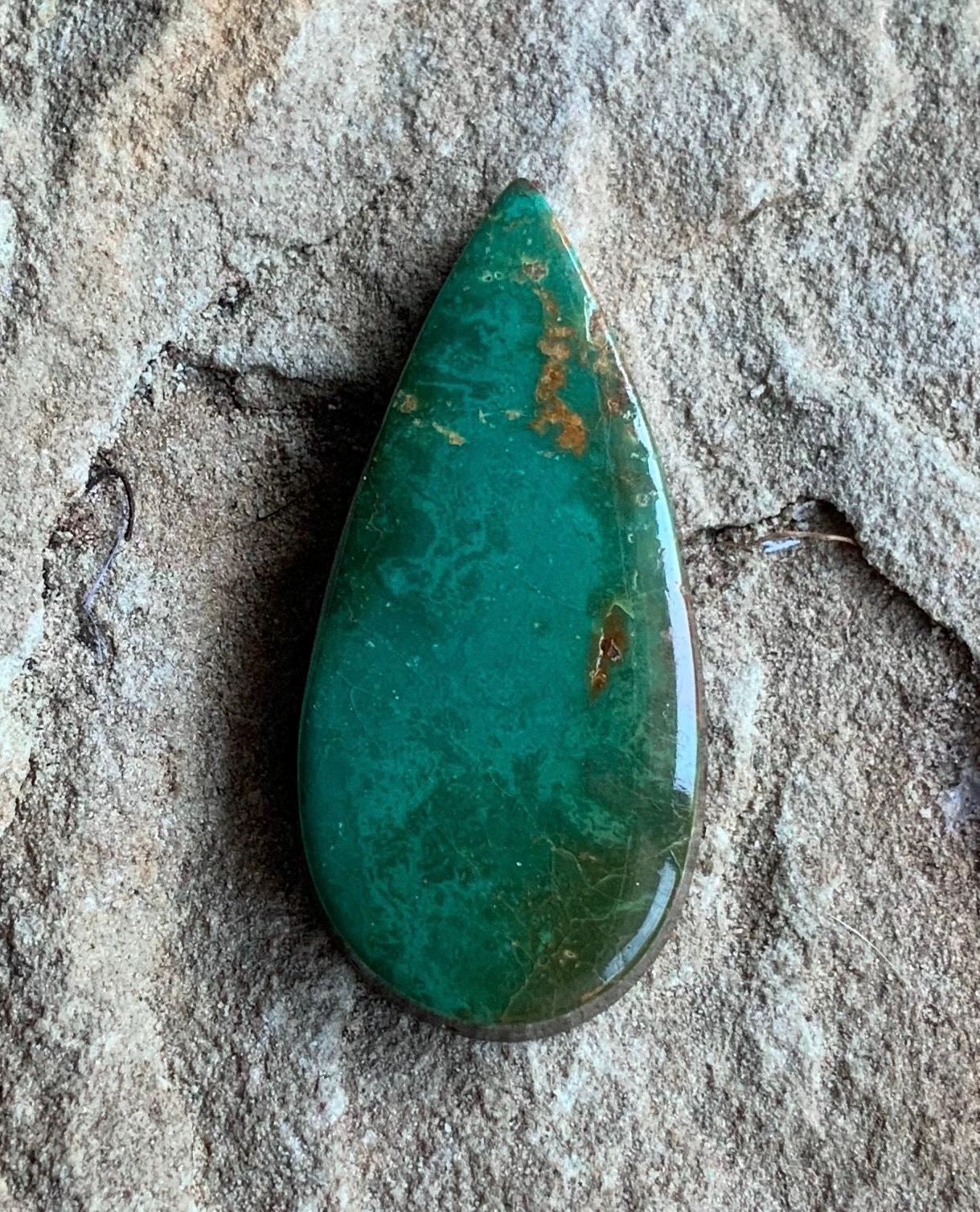 Natural Royston Turquoise Dark Green Teardrop Cabochon #R162