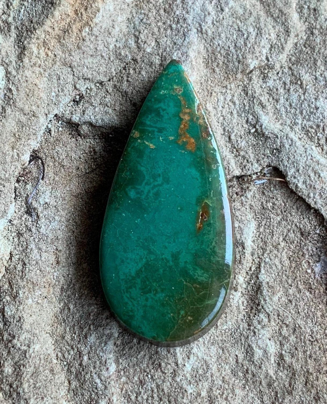 Natural Royston Turquoise Dark Green Teardrop Cabochon #R162