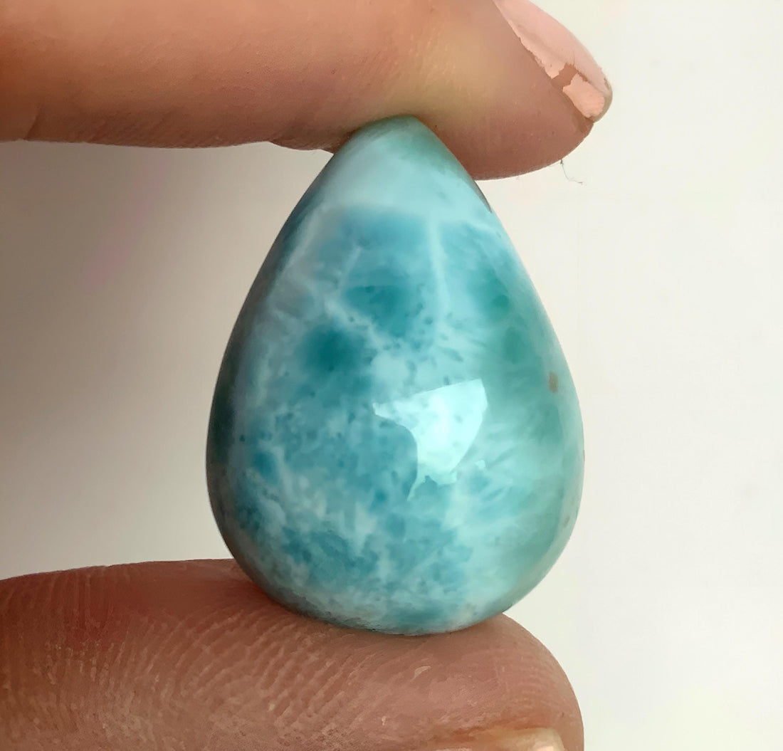 Beautiful Blue Larimar Domed Teardrop Cabochon