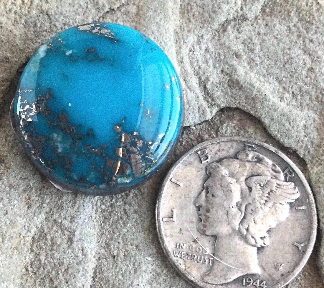Beautiful Ithaca Peak Turquoise High Grade Cabochon with Pyrite #133