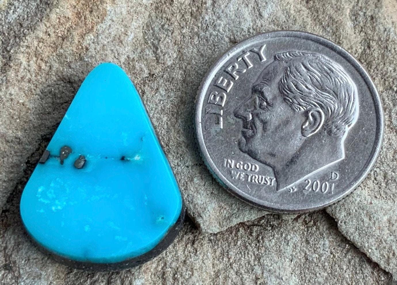 Ithaca Peak Turquoise Teardrop Cabochon With Pyrite-Arizona Gemstone #IP148