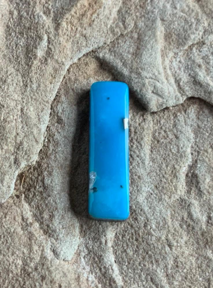 Incredible Ithaca Peak Turquoise High Grade Cabochon with Pyrite and Quartz Inclusions