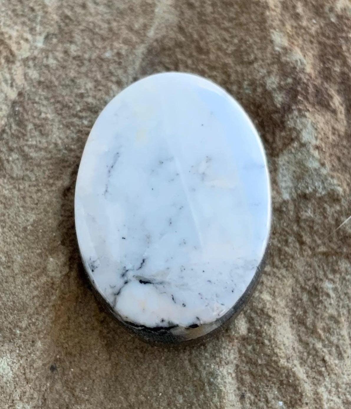 Beautiful Natural White Buffalo Oval Cabochon, 11 Carats — Ranch Gypsy