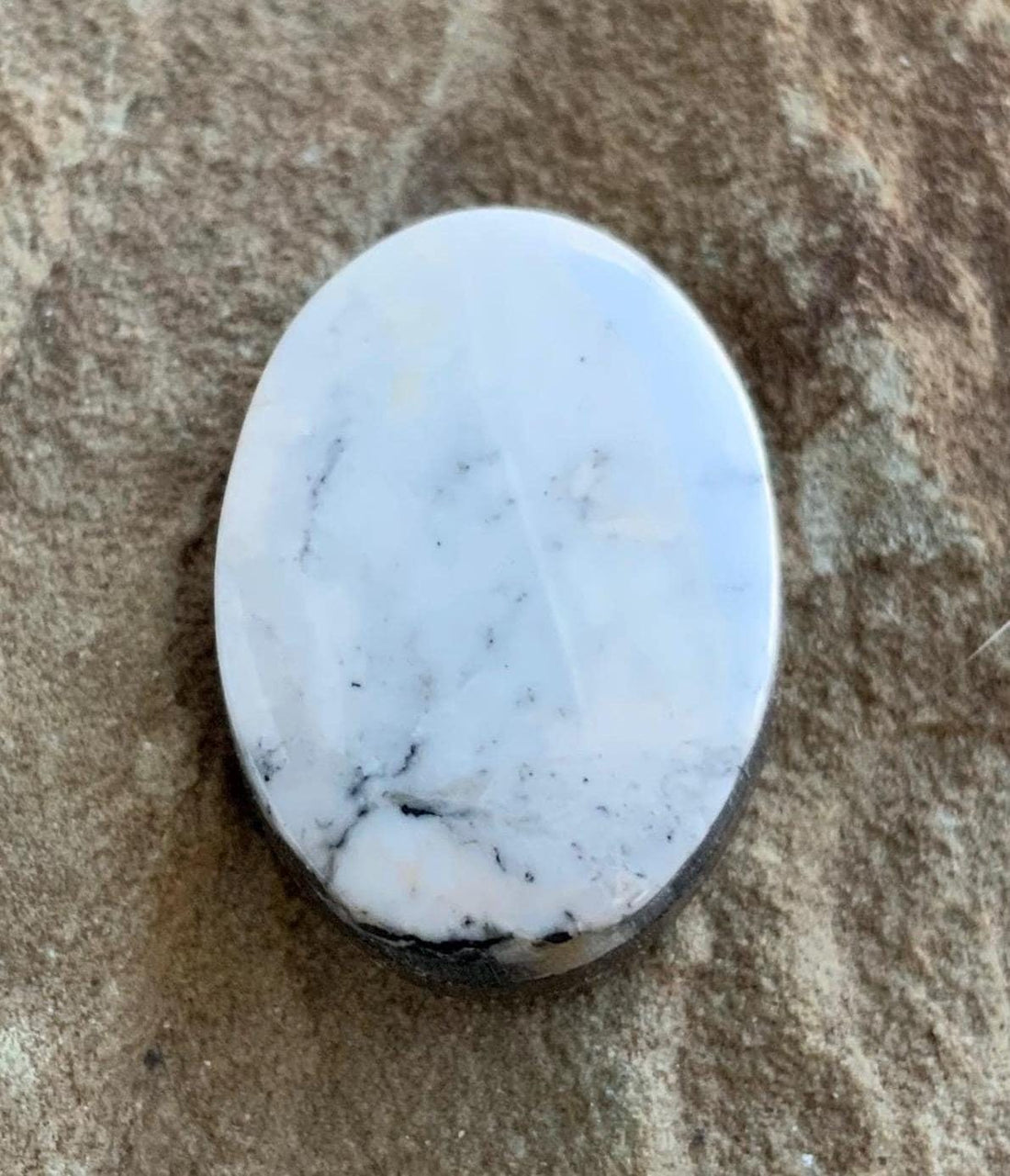 Beautiful Natural White Buffalo Oval Cabochon, 11 Carats — Ranch Gypsy