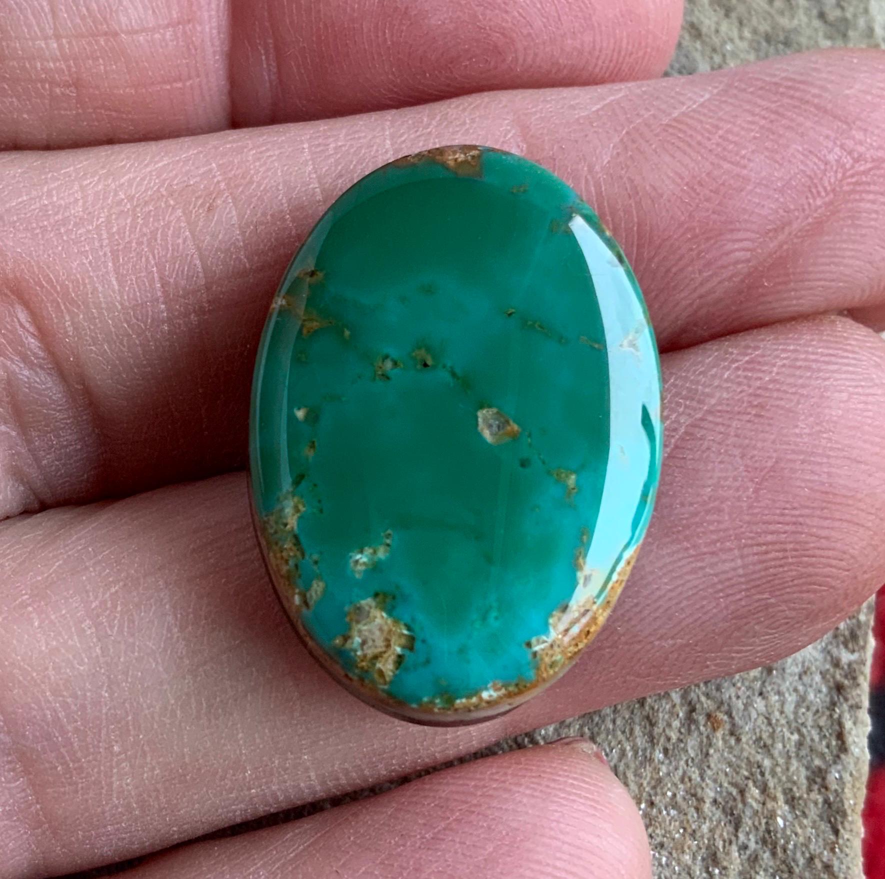 Natural High Grade Green Royston Turquoise Oval Cabochon