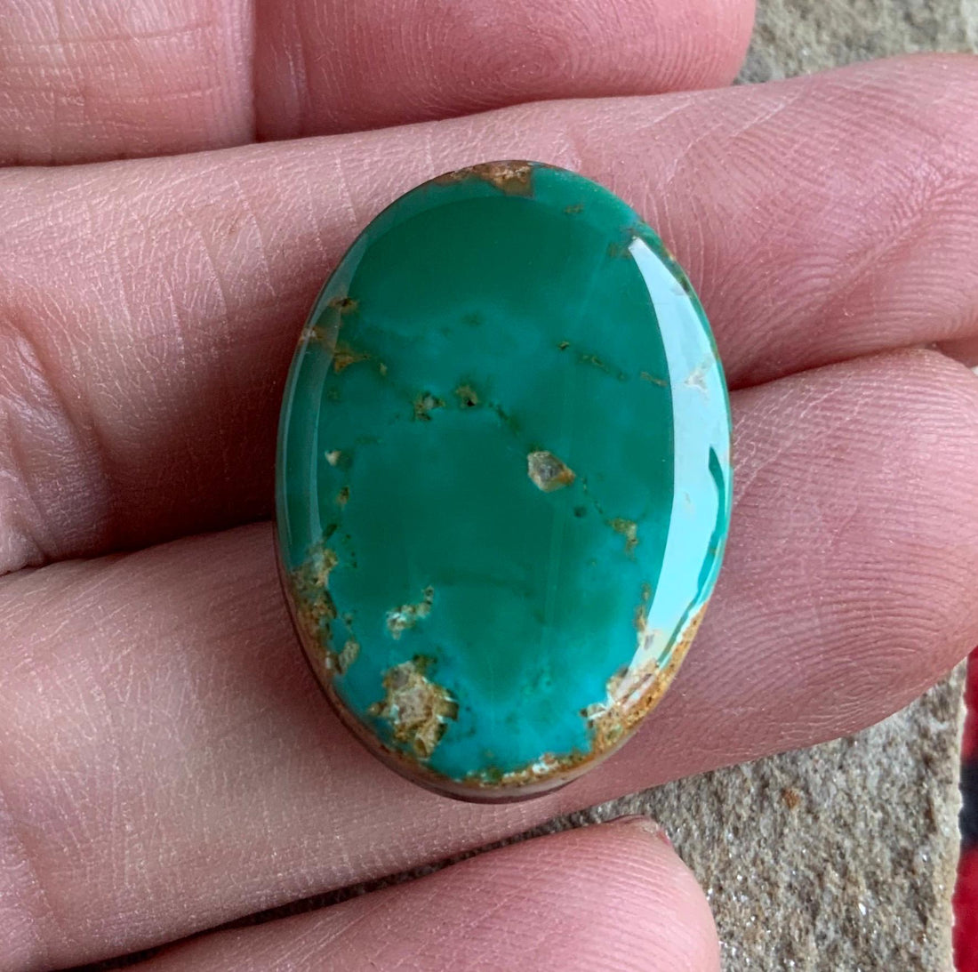 Natural High Grade Green Royston Turquoise Oval Cabochon