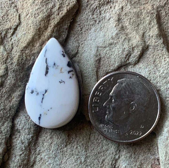 Beautiful Natural White Buffalo Teardrop Cabochon — Ranch Gypsy
