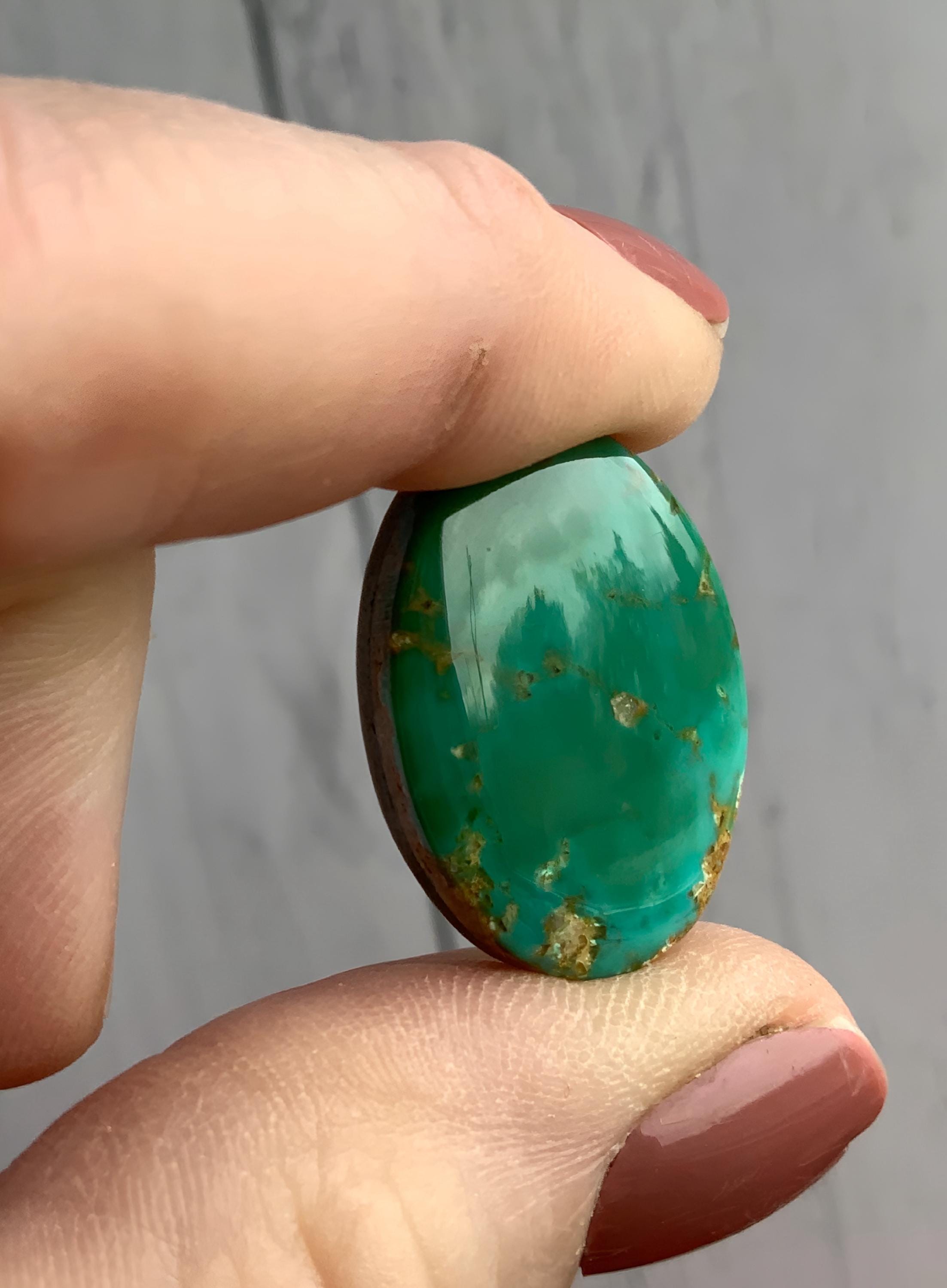 Natural High Grade Green Royston Turquoise Oval Cabochon
