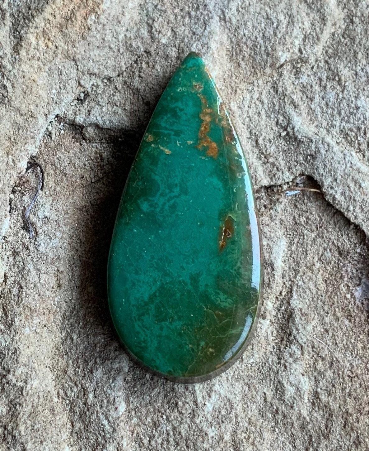 Natural Royston Turquoise Dark Green Teardrop Cabochon #R162