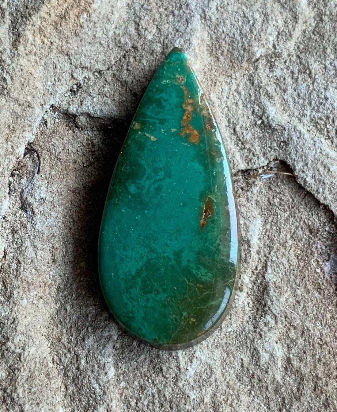 Natural Royston Turquoise Dark Green Teardrop Cabochon #R162