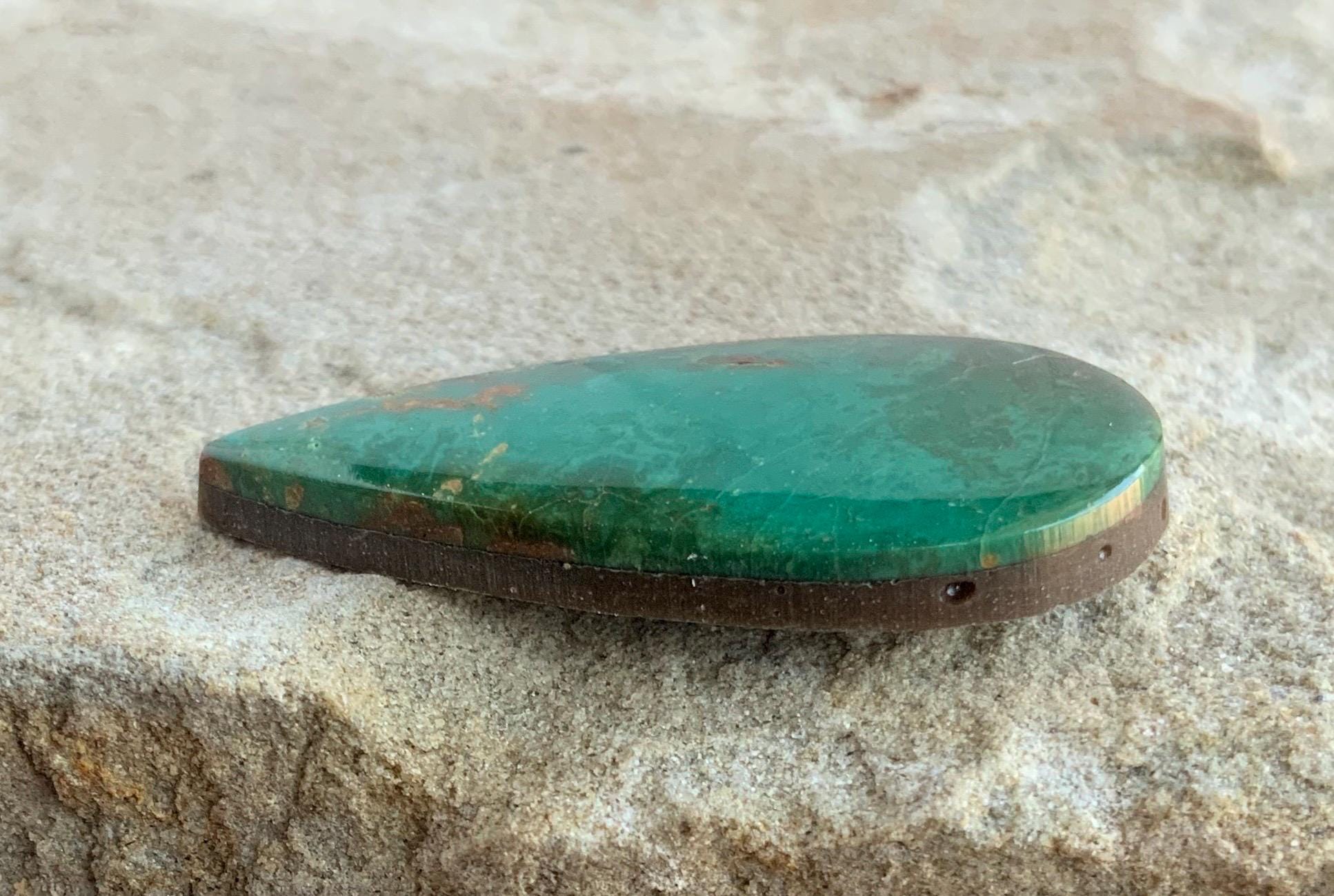 Natural Royston Turquoise Dark Green Teardrop Cabochon #R162
