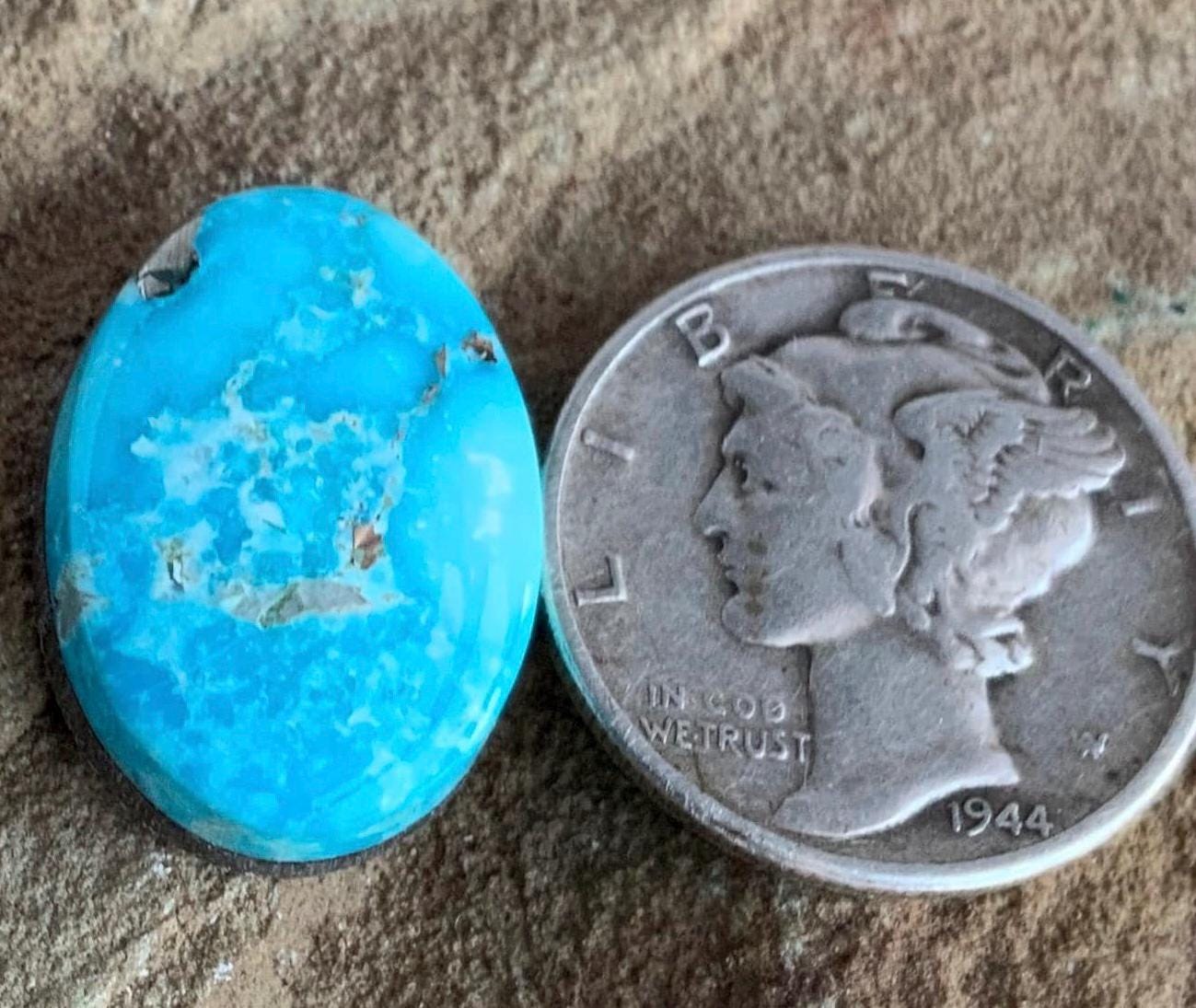Beautiful Blue Whitewater Turquoise Oval Cabochon With Pyrite