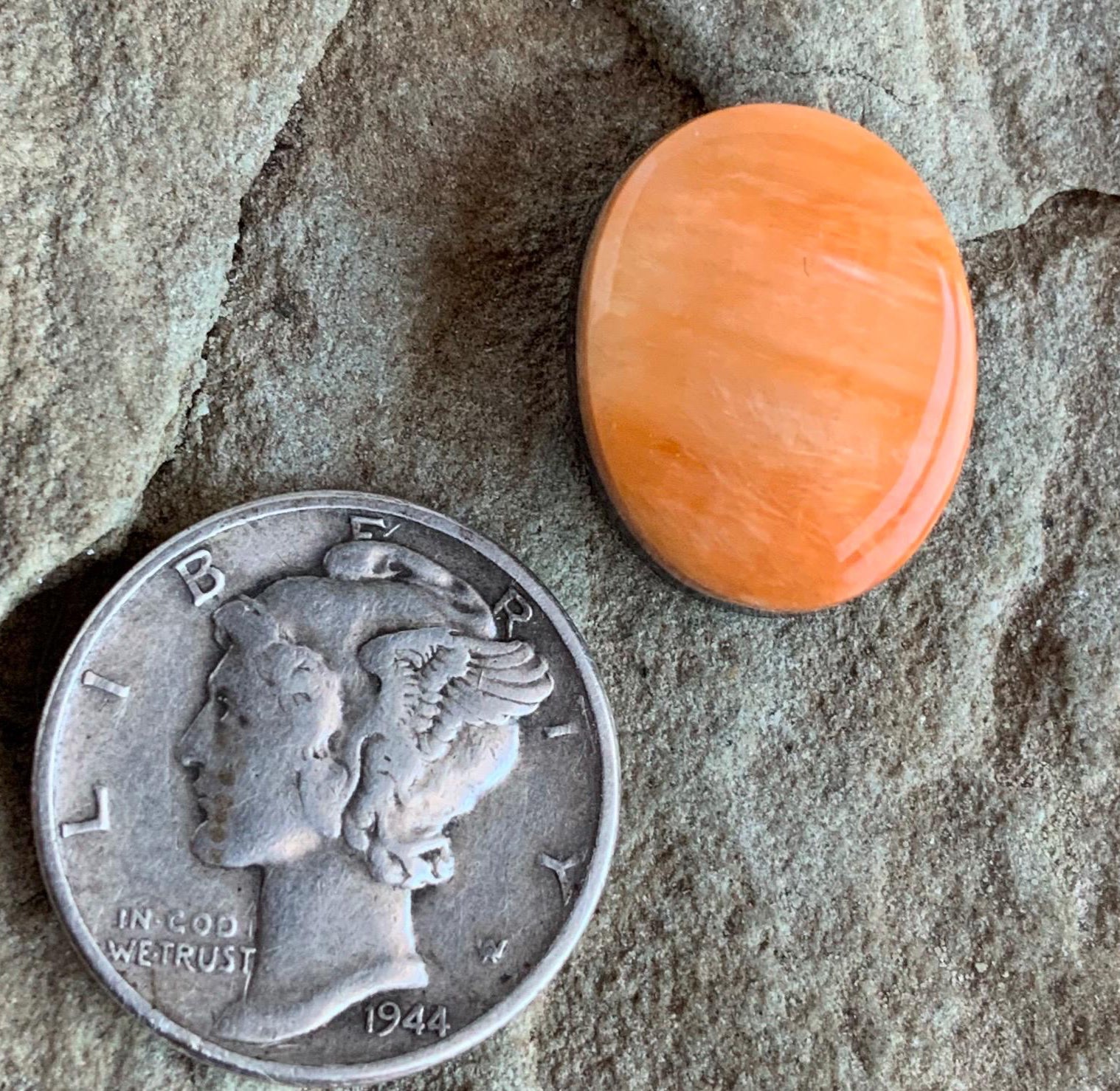 Orange Spiny Oyster Oval Cabochon